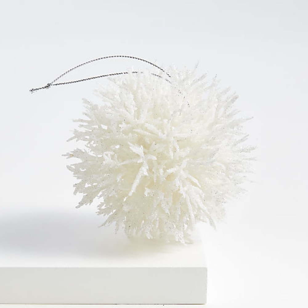 New! Crate&Barrel White Coral Cluster Ornament, Set of 6